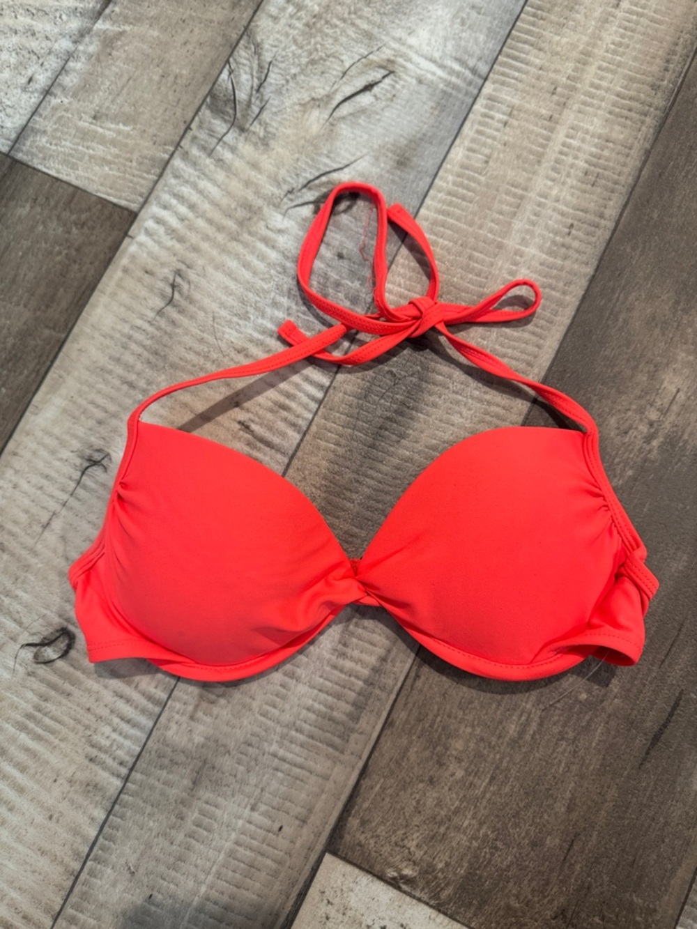 Xhilaration Bright Red Halter Push-Up Bikini Top